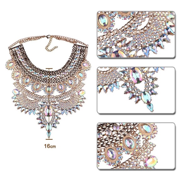 Gorgeous Crystal 2 Tier Statement Bib Necklace - Picture 6 of 6